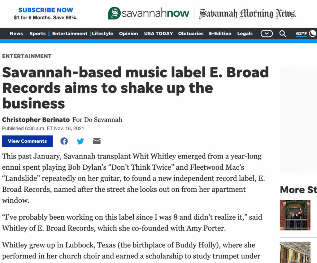 Savannah Morning News E Broad Records aims to shake up music business